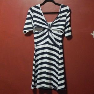 Navy and white skater dress